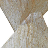 Modern Square Stone Geometric Twisted Block Side Table Image - 6