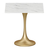 Modern Square Stone Scratch Resistant White Dining Table Image - 6