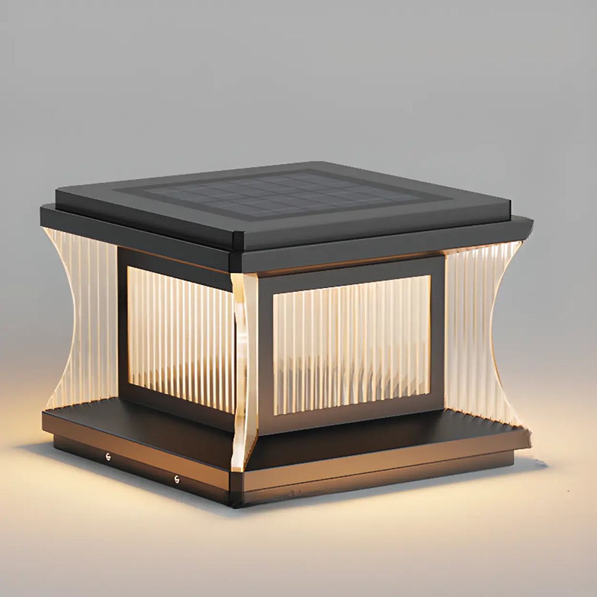 Modern Square Waterproof Solar Outdoor Pillar Light Image - 2
