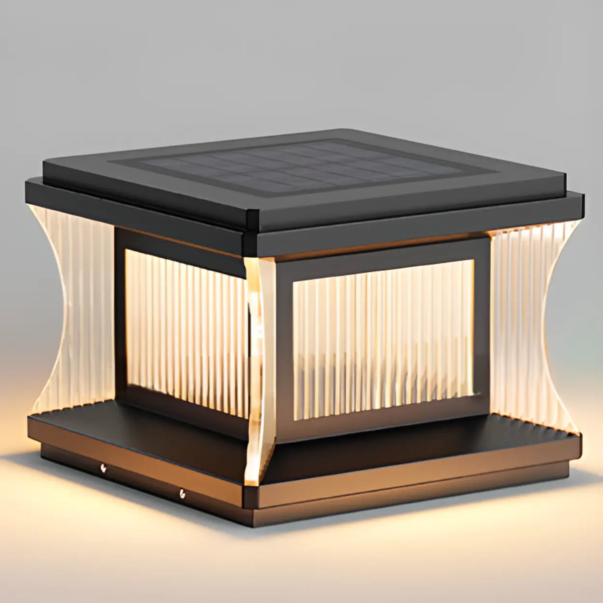 Modern Square Waterproof Solar Outdoor Pillar Light Image - 5