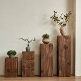 Modern Square Wood Black Brown Floor Plant Stand Image - 20