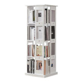 Modern Square Wood Vertical Open Brown Sliding Bookcase Image - 10