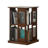 Modern Square Wood Vertical Open Brown Sliding Bookcase Image - 11