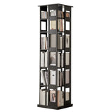 Modern Square Wood Vertical Open Brown Sliding Bookcase Image - 16