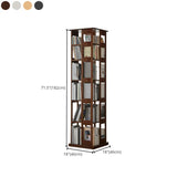 Modern Square Wood Vertical Open Brown Sliding Bookcase Image - 24