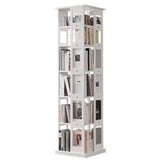 Modern Square Wood Vertical Open Brown Sliding Bookcase Image - 7
