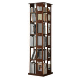 Modern Square Wood Vertical Open Brown Sliding Bookcase Image - 9