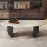 Modern Stain-Resist Stone White Oval Coffee Table Image - 1