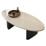 Modern Stain-Resist Stone White Oval Coffee Table Image - 3