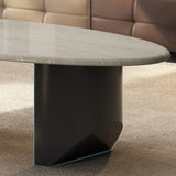 Modern Stain-Resist Stone White Oval Coffee Table Image - 4