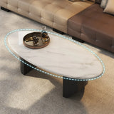 Modern Stain-Resist Stone White Oval Coffee Table Image - 5