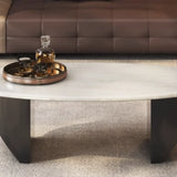 Modern Stain-Resist Stone White Oval Coffee Table Image - 6