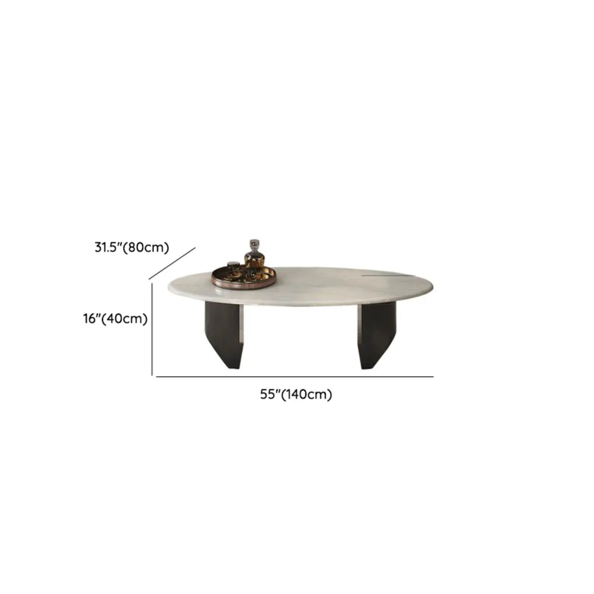 Modern Stain-Resist Stone White Oval Coffee Table Image - 8