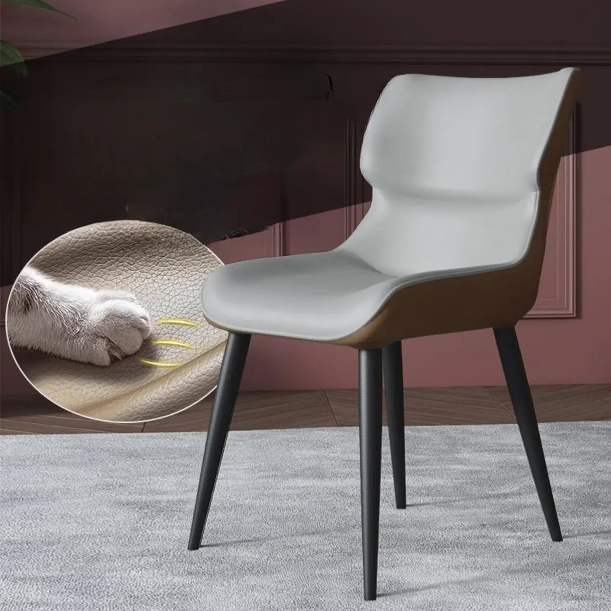 Modern Stain-Resistant Upholstered Leather Dining Chair Image - 1