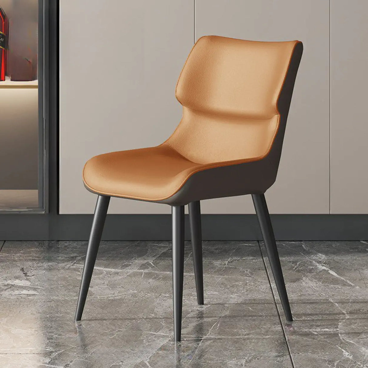 Modern Stain-Resistant Upholstered Leather Dining Chair Image - 2