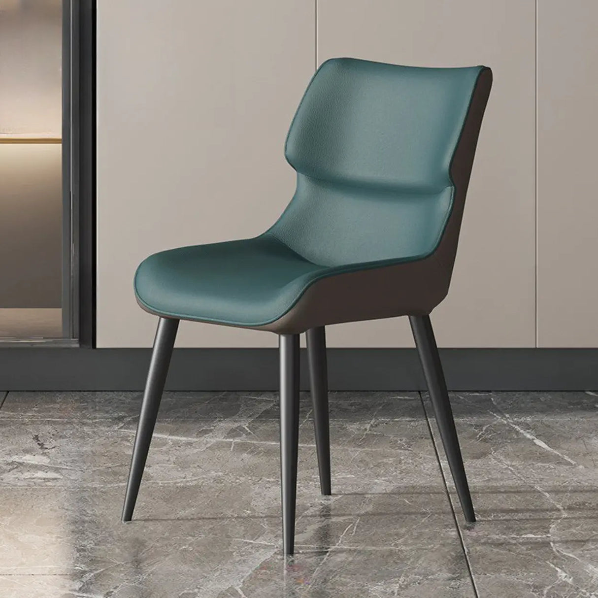 Modern Stain-Resistant Upholstered Leather Dining Chair Image - 3