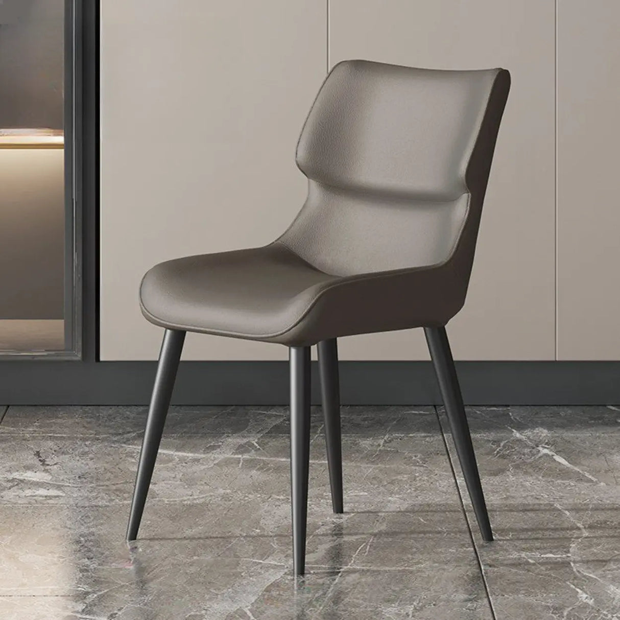 Modern Stain-Resistant Upholstered Leather Dining Chair Image - 9