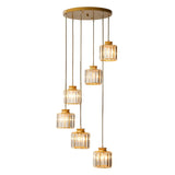Modern Stairwell Spiral Clear Crystal Cylinder Pendant Light Image - 4