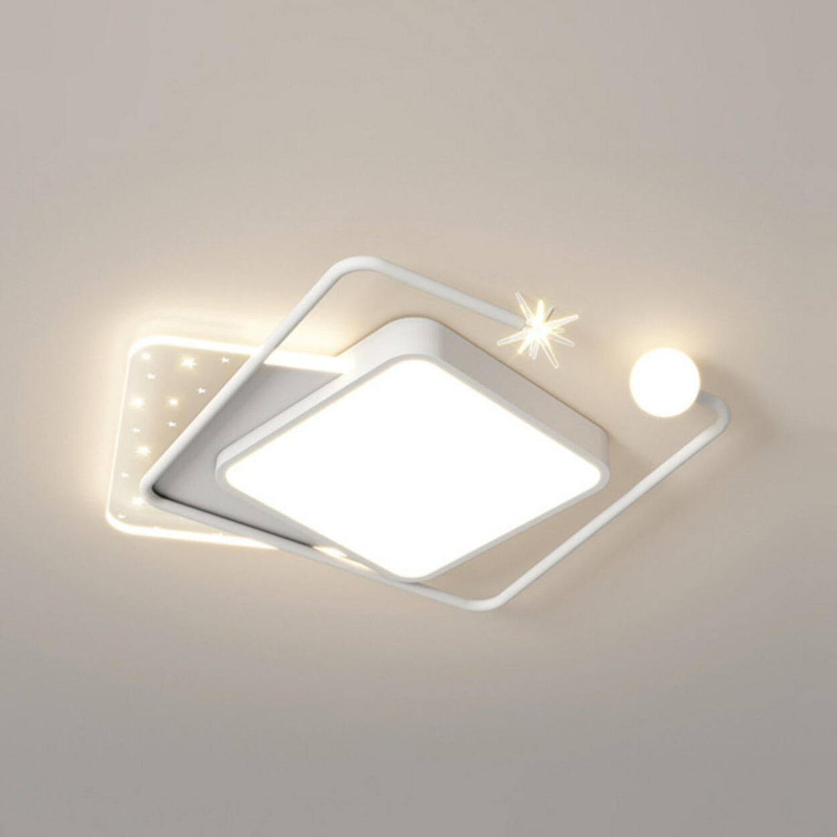 Modern Starburst Grey Flush Mount Light Living Room Image - 16