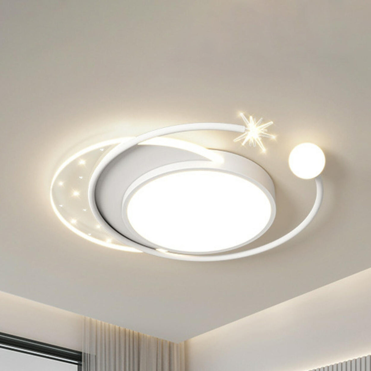 Modern Starburst Grey Flush Mount Light Living Room Image - 5