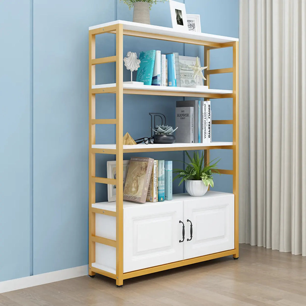 Modern Steel Open Back Storage Standard Bookcases Image - 3
