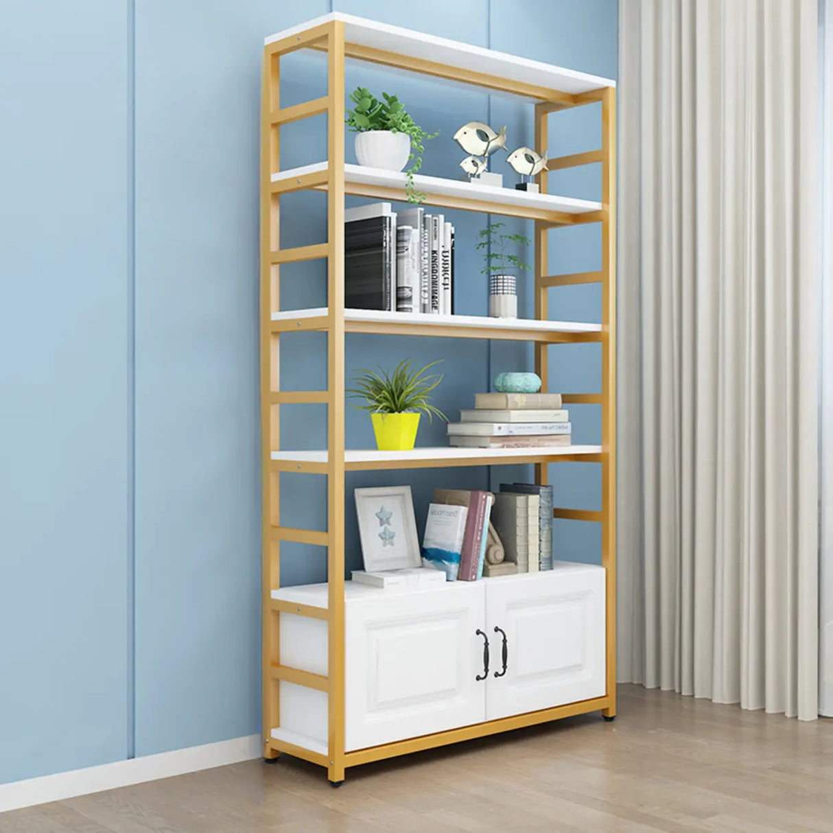 Modern Steel Open Back Storage Standard Bookcases Image - 5