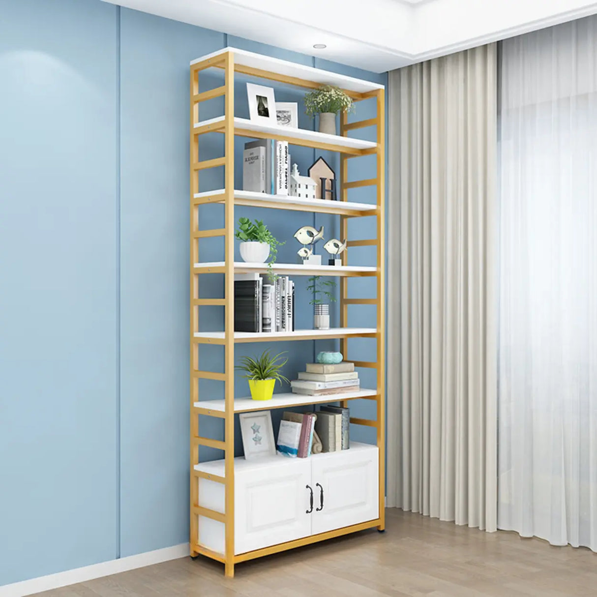 Modern Steel Open Back Storage Standard Bookcases Image - 7