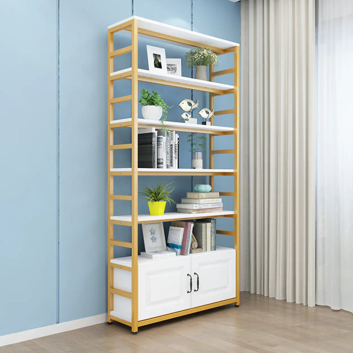 Modern Steel Open Back Storage Standard Bookcases Image - 9