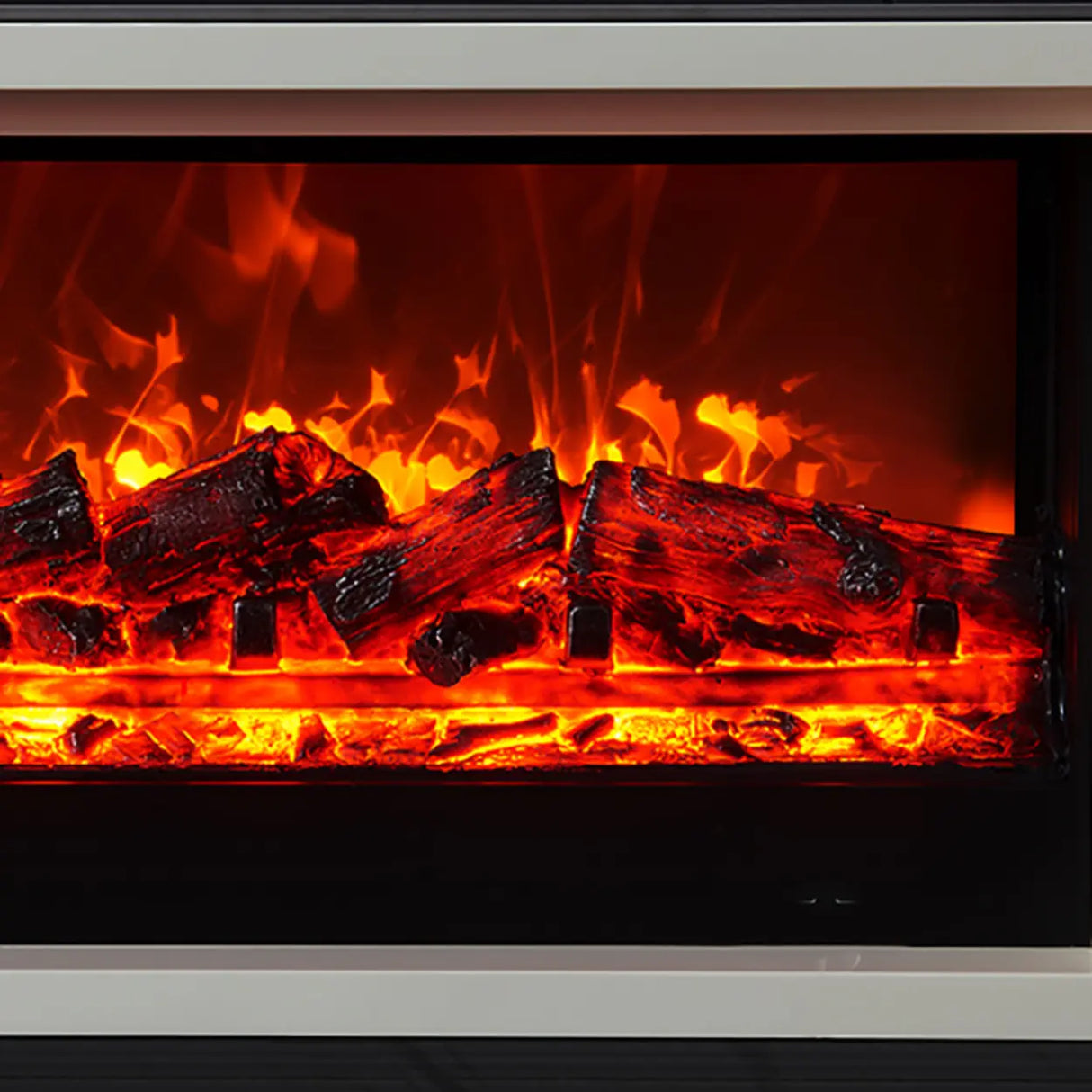 Modern Stone TV Stand with Built-In Fireplace Lighting Image - 11