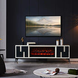 Modern Stone TV Stand with Built-In Fireplace Lighting Image - 12