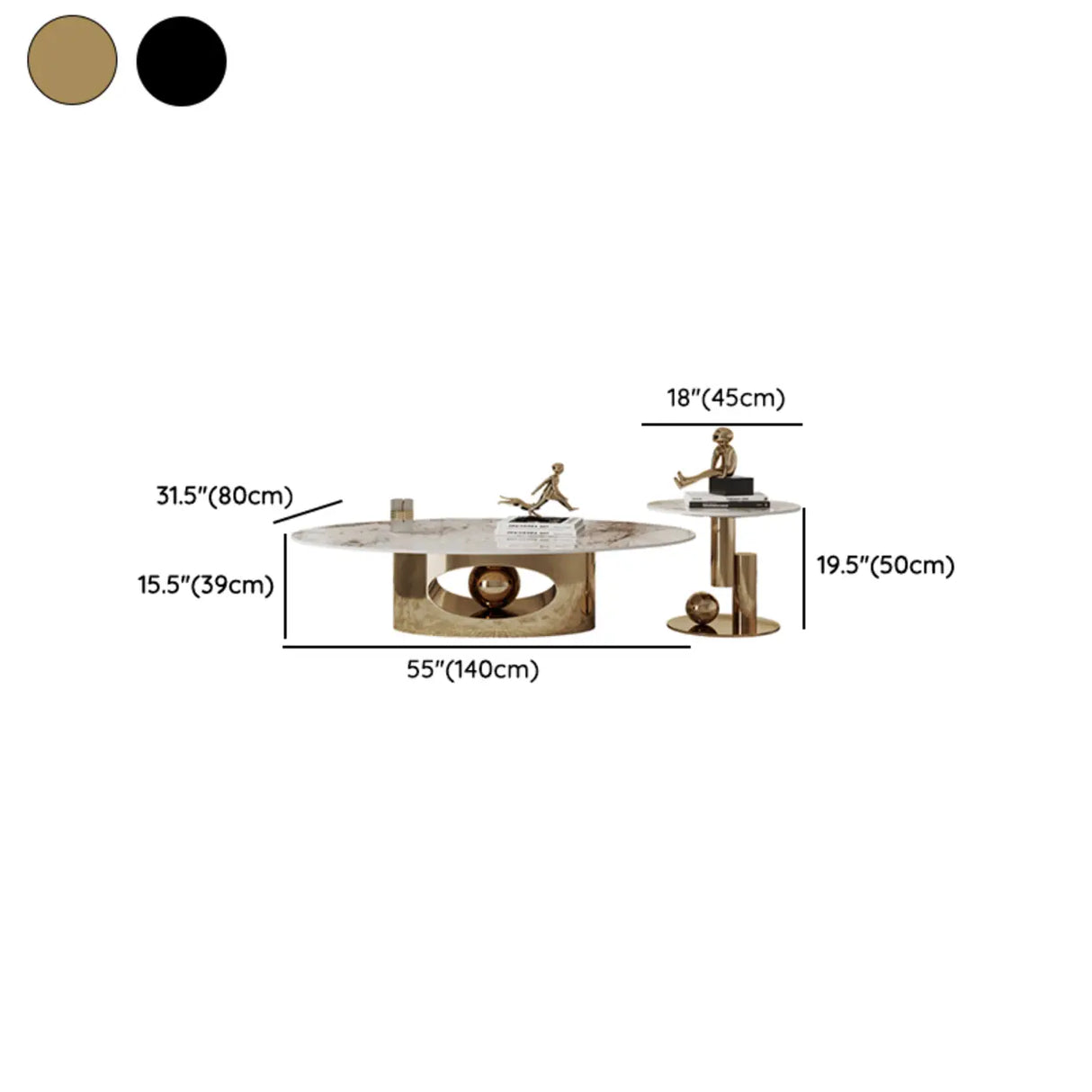 Modern Stone White Oval Stain-Resist Coffee Table Image - 15