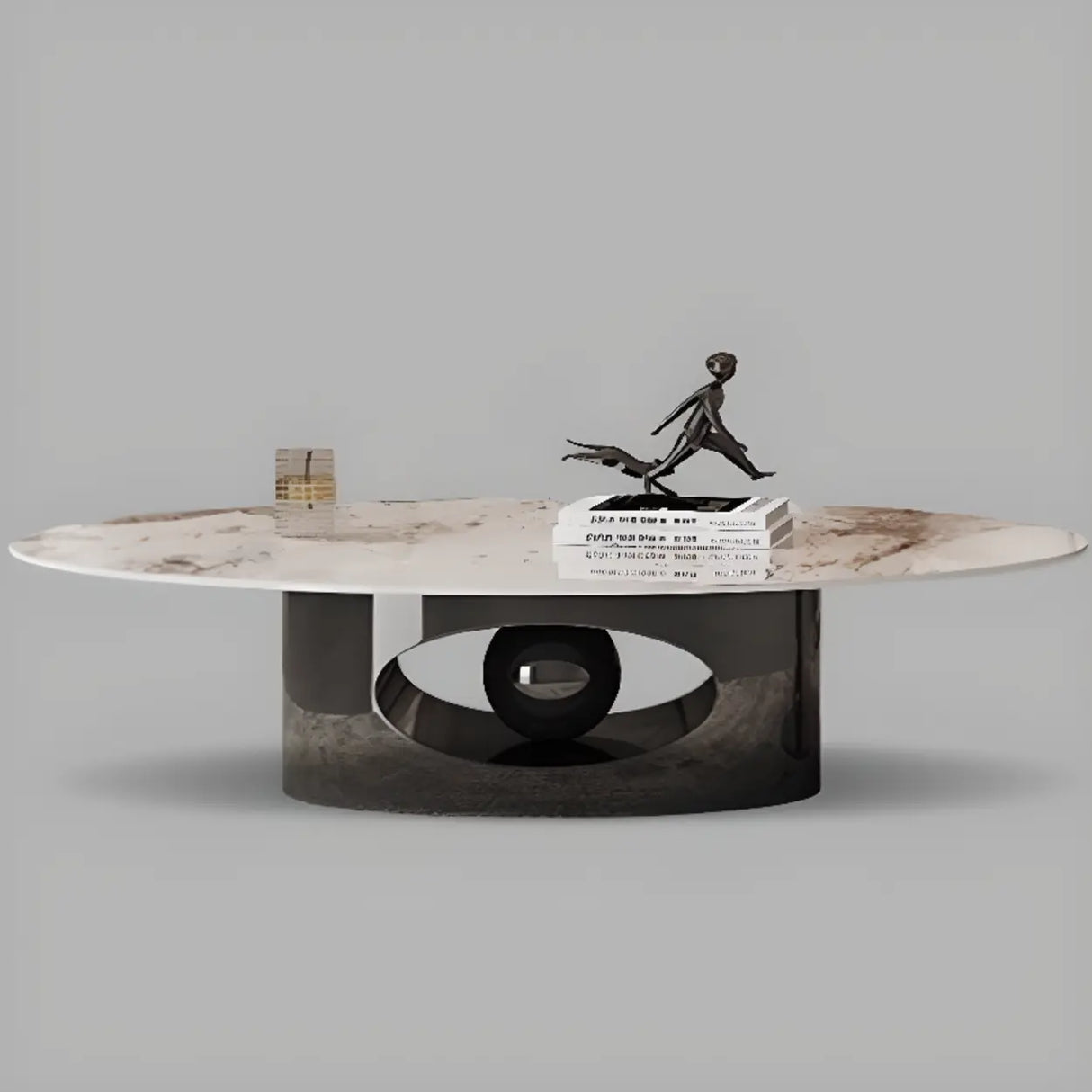 Modern Stone White Oval Stain-Resist Coffee Table Image - 5