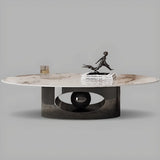 Modern Stone White Oval Stain-Resist Coffee Table Image - 5