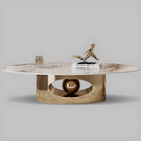 Modern Stone White Oval Stain-Resist Coffee Table Image - 7