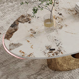 Modern Stone White Oval Stain-Resist Coffee Table Image - 9
