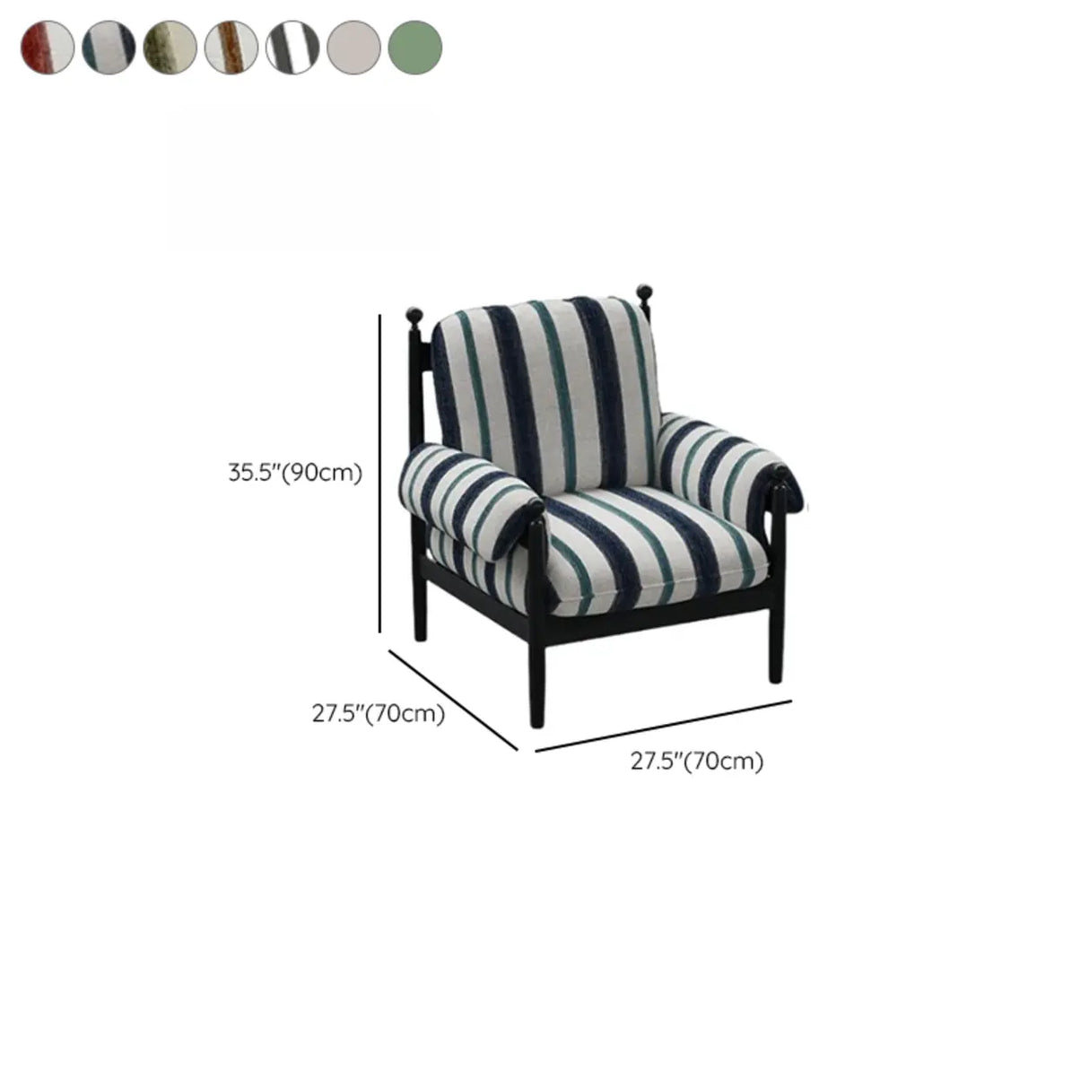 Modern Striped Armrest Brown Accent Chair With Slipcover 