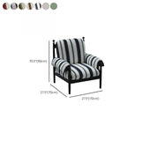 Modern Striped Armrest Brown Accent Chair With Slipcover #size