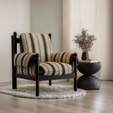 Modern Striped Armrest Brown Accent Chair With Slipcover Image - 6