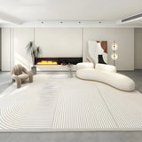 Modern Striped Rectangle Fabric Apricot Medium Area Rug Image - 17
