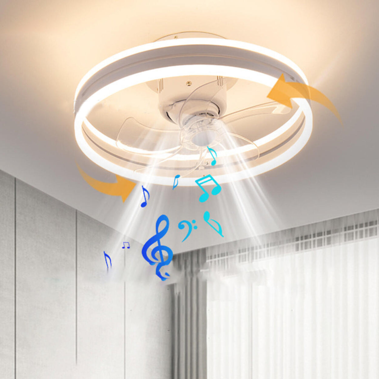 Modern Stylish Circular 5 Blades LED Ceiling Fan Light Image - 3
