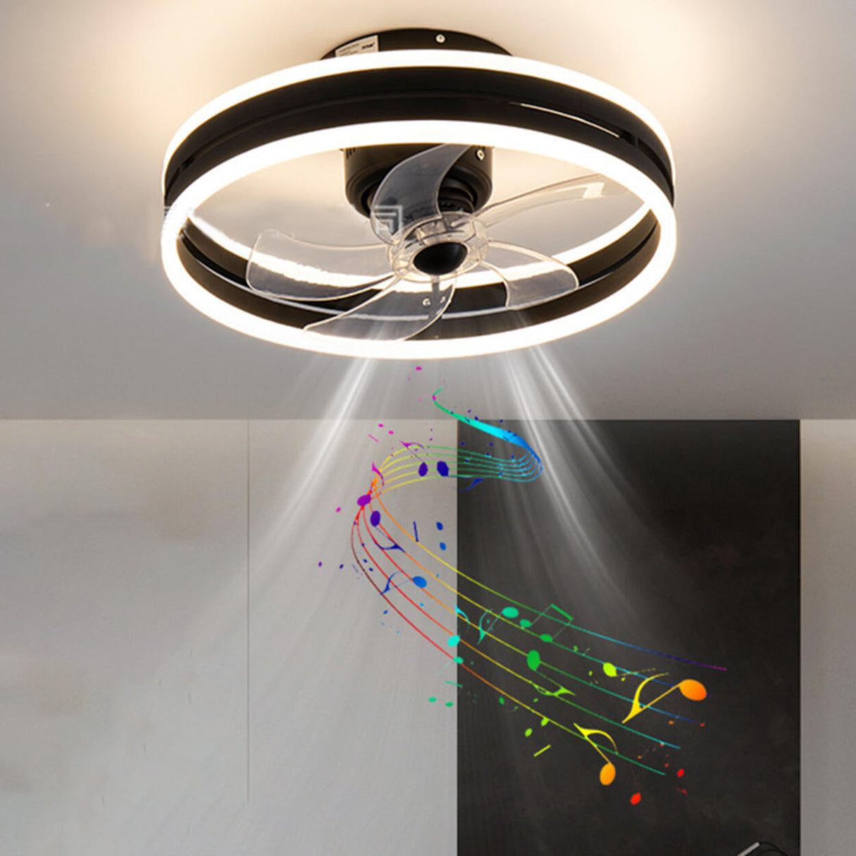 Modern Stylish Circular 5 Blades LED Ceiling Fan Light Image - 4