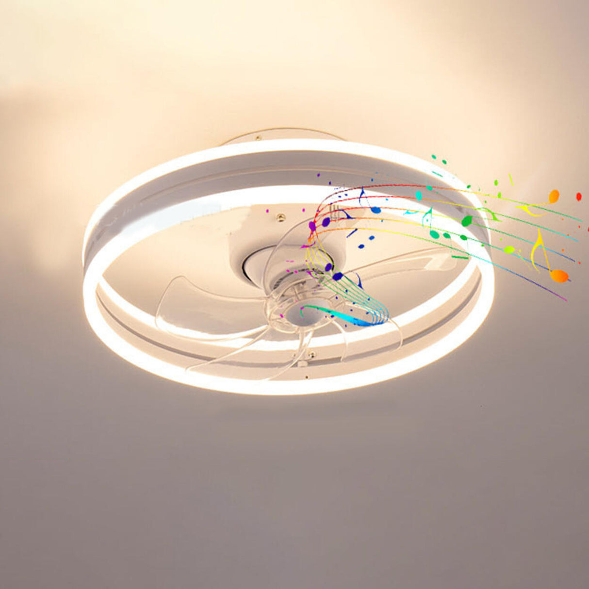 Modern Stylish Circular 5 Blades LED Ceiling Fan Light Image - 8