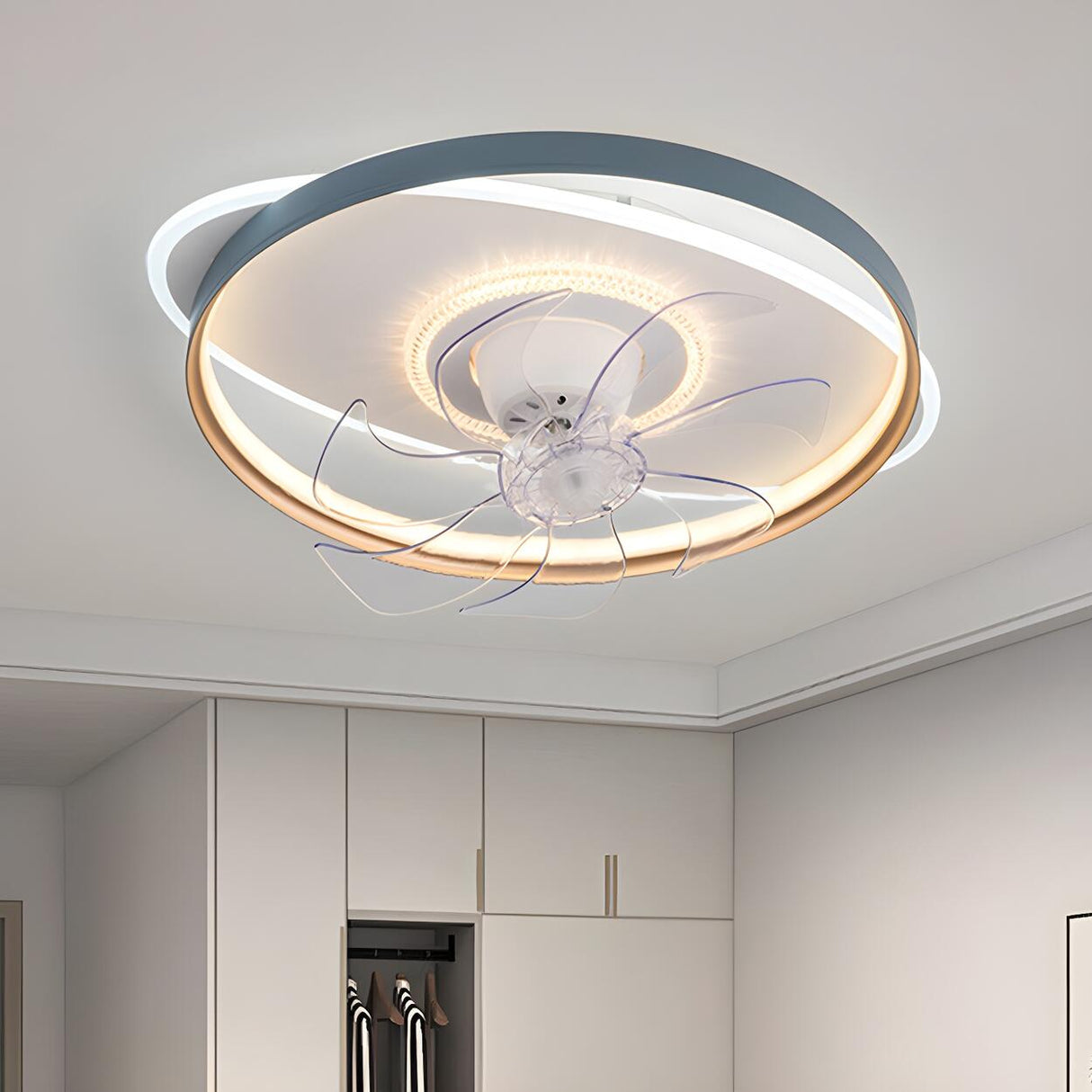 Modern Stylish Circular 7 Blade Ceiling Fan With Light Image - 1
