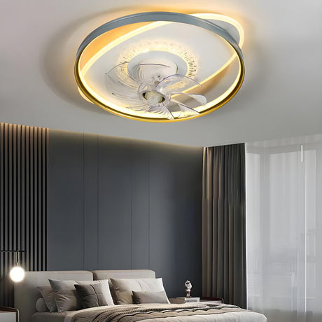 Modern Stylish Circular 7 Blade Ceiling Fan With Light Image - 2
