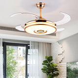 Modern Stylish Metal Round Ceiling Fan with LED Light Image - 11