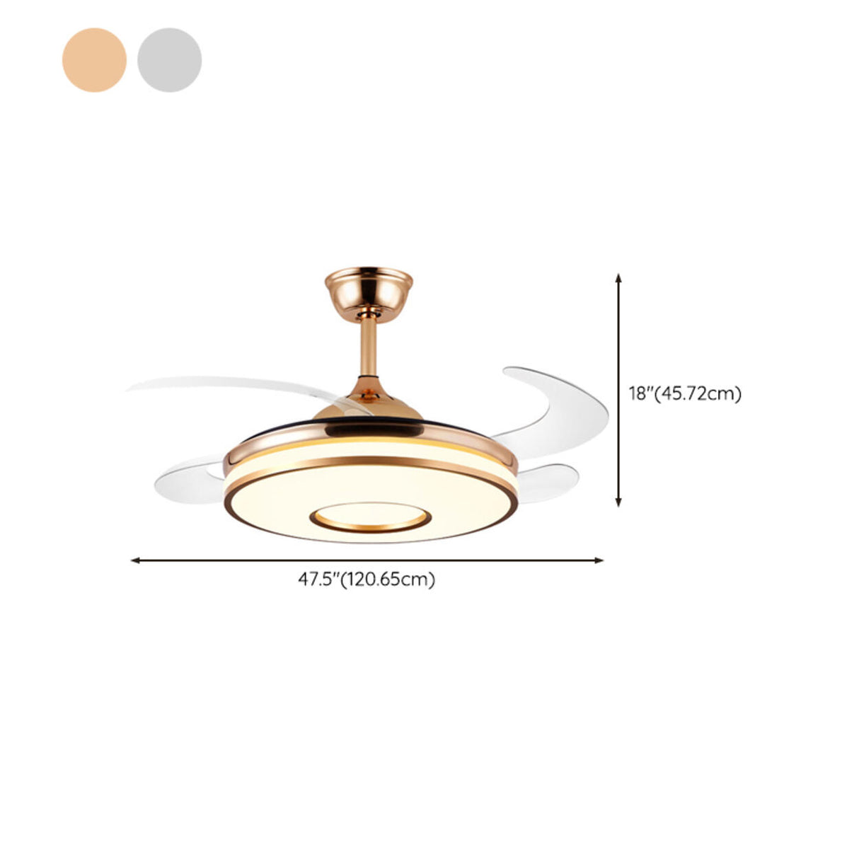 Modern Stylish Metal Round Ceiling Fan with LED Light Image - 14