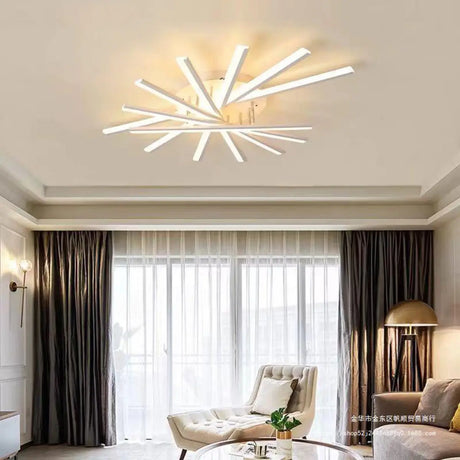 Modern Large White Sunburst Semi-Flush Mount Light Image - 1