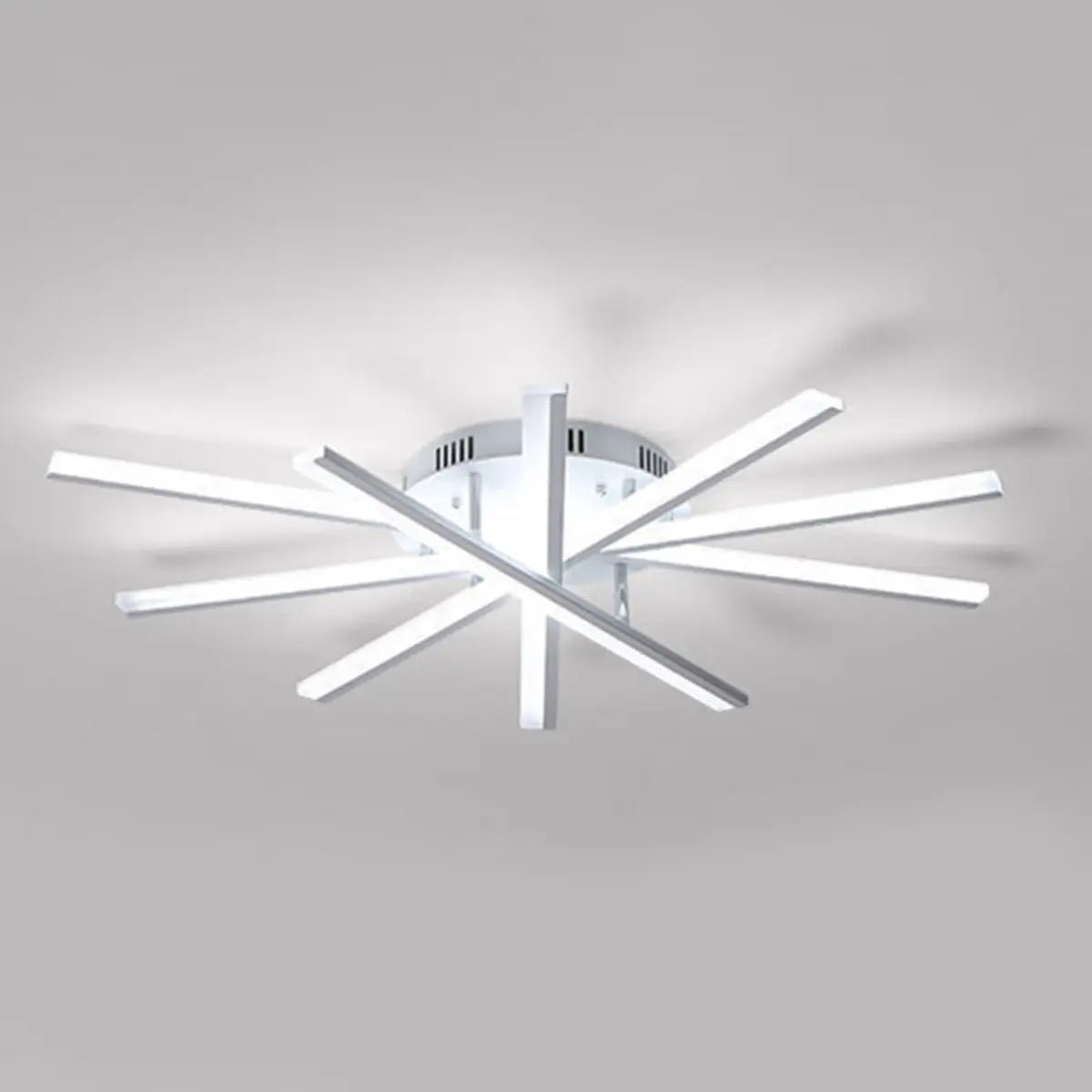 Modern Large White Sunburst Semi-Flush Mount Light Image - 11