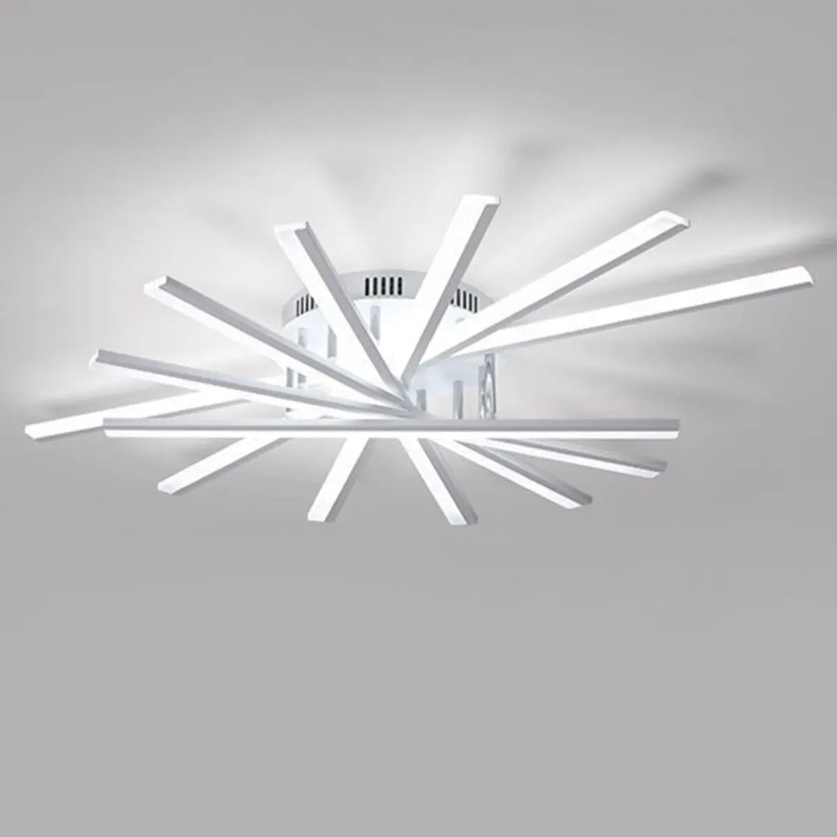 Modern Large White Sunburst Semi-Flush Mount Light Image - 13