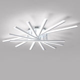 Modern Large White Sunburst Semi-Flush Mount Light Image - 13